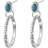Turquoise Western Earrings for Women Turquoise Circle Earrings Vintage Western Dangle Earrings Jewelry