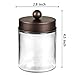 Amolliar Apothecary Jars Bathroom Storage Organizer - Cute Qtip Dispenser Holder Vanity Canister Jar Glass with Lid for Cotton Swabs,Rounds,Bath Salts,Makeup Sponges,Hair Accessories/Bronze (1 Pack)