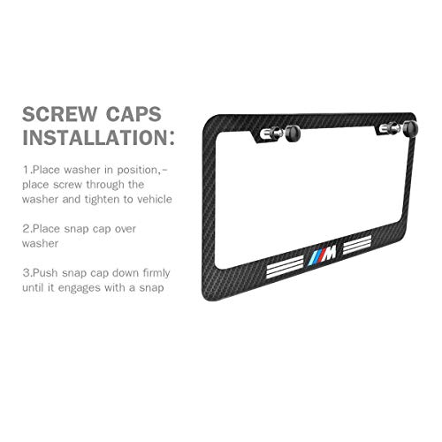 2pcs M Sports Performance Logo License Plate Frame Frame,Applicable to US Standard car License Frame,with Carbon Fiber Textured Glossy Finish Logo for BMW (bwn-m-2) - Thumbnail 4