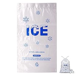 Belinlen 200 PACK 8 lb. Plastic Drawstring Ice Bags