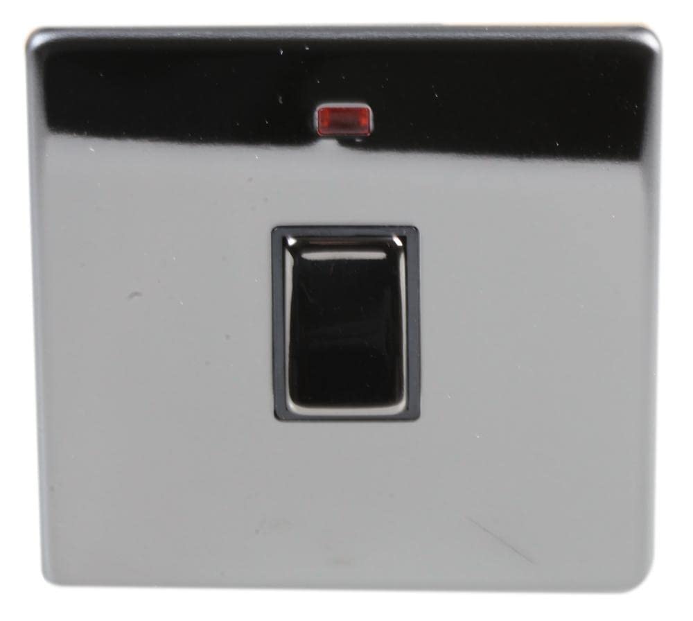 PRO ELEC PELB1147 Screwless Switch with Neon, 1 Gang, 20A, Black Nickel