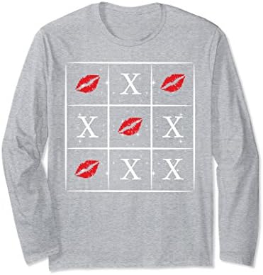 Unisex Hugs and kisses tic tac toe velentine love game shirt Large Heather Grey