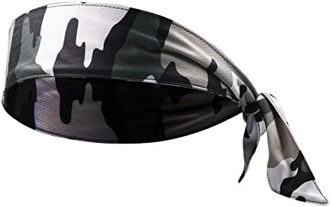 Camouflage Sports Head Tie, VIMOV Moisture Wicking Tie Headband for Tennis, Running, Workout, Fitness, Basketball and Sports Activities, White Camouflage