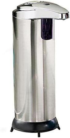 Automatic Touchless Soap Dispenser Stainless Steel Hands Free Automatic IR Sensor Touchless Soap Liquid Dispenser with Waterproof Base For Kitchen Sink, Bathroom (silver)