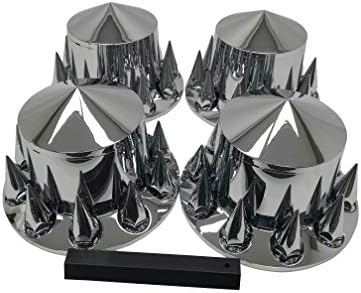 Chrome Rear Hub Wheel Cover Kit Semi ABS 33mm Spiked Nut Covers Plastic