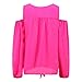 Sunward(TM) Women Fashion Deep V Collar Strapless Chiffon Long Sleeve Shirt (Large, Hot Pink)