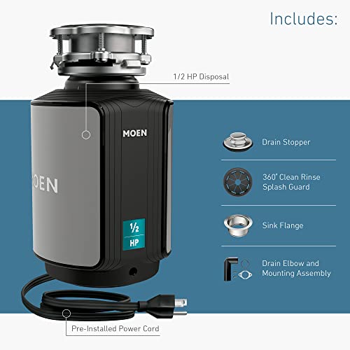 Pro Series 1/2 HP Continuous Feed Garbage Disposal - Galvanized Steel, Fits Most 3-Bolt Mounts
