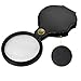 Nydotd 6X Mini Pocket Magnifying Glass Folding Magnifier Loupe with Rotating Protective Holster Leather Pouch for Reading, Science Class, Hobby (Black, 60mm/2.4
