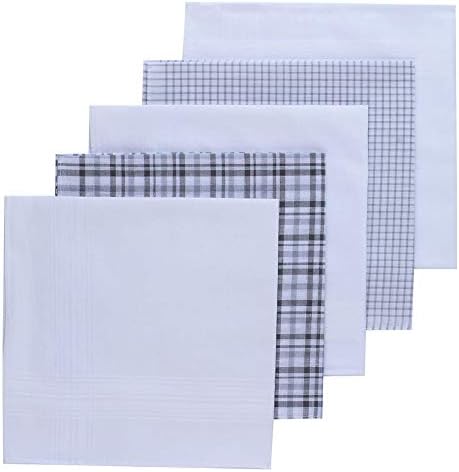 H.FaceSSS Cotton Men's Handkerchiefs 5 Pack Fine Pocket Square Hankies with Gift Box
