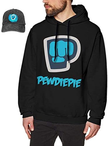 Younter Pewdiepie Men's Casual Hoodie Sweatshirt with Drawstring Black L