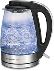 Hamilton Beach Glass Electric Tea Kettle, Water Boiler & Heater, 1.7 L, Cordless, LED Indicator, Built-In Mesh Filter, Auto-Shutoff & Boil-Dry Protection (40864), Clear