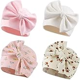 Bamery Newborn Baby Girl Hat Cotton Baby Bow Beanie Preemie Hats Spring Infant Hats for Girls 0-12 Months