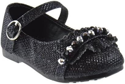 Carrie Di Precious-50 Baby Girls Glitter Pearl Ballet Ballerina Flats Black Glitter 3