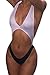 Viottiset Women's Cut Out Thong One Piece Swimsuit Monokini Backless Bikini Black White Large