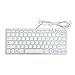 GMYLE Compact Wired USB Mini Keyboard for PC (Metallic Silver and White)