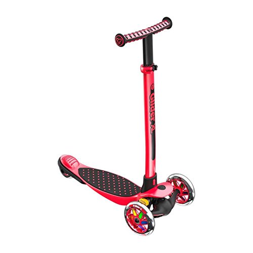 Yvolution Y Glider XL | 3 Wheeled Scooter for Boys and Girls Age 3 - 8 Years | Extra-Wide Deck Red