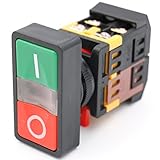 Baomain AC 220V Yellow Light ON-OFF START STOP Momentary Push Button Switch 1 NO 1 NC