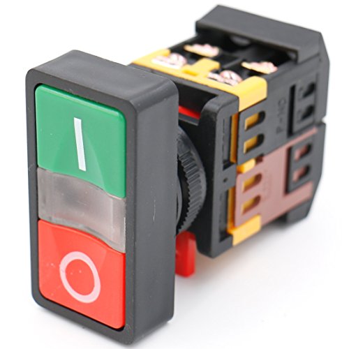 Baomain AC 220V Yellow Light ON-OFF START STOP Momentary Push Button Switch 1 NO 1 NC