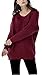ARJOSA Women's Fall Sweaters Pullover Oversized Crew Neck Long Sleeve Knit Sweater Tunic Tops (Large, Wine Red)