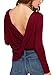 LIREROJE Women's Loose Backless Long Sleeve Top Blouse