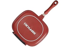 Happycall Nonstick Double Pan, Omelette Pan, Flip Pan, Square, Dishwasher Safe, PFOA-free, Red (Standard, 2.25" H), 2 pack (p