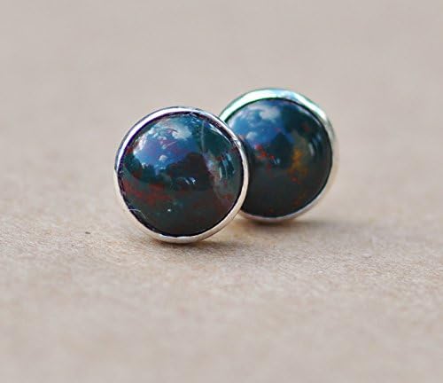 Bloodstone earrings with sterling silver studs