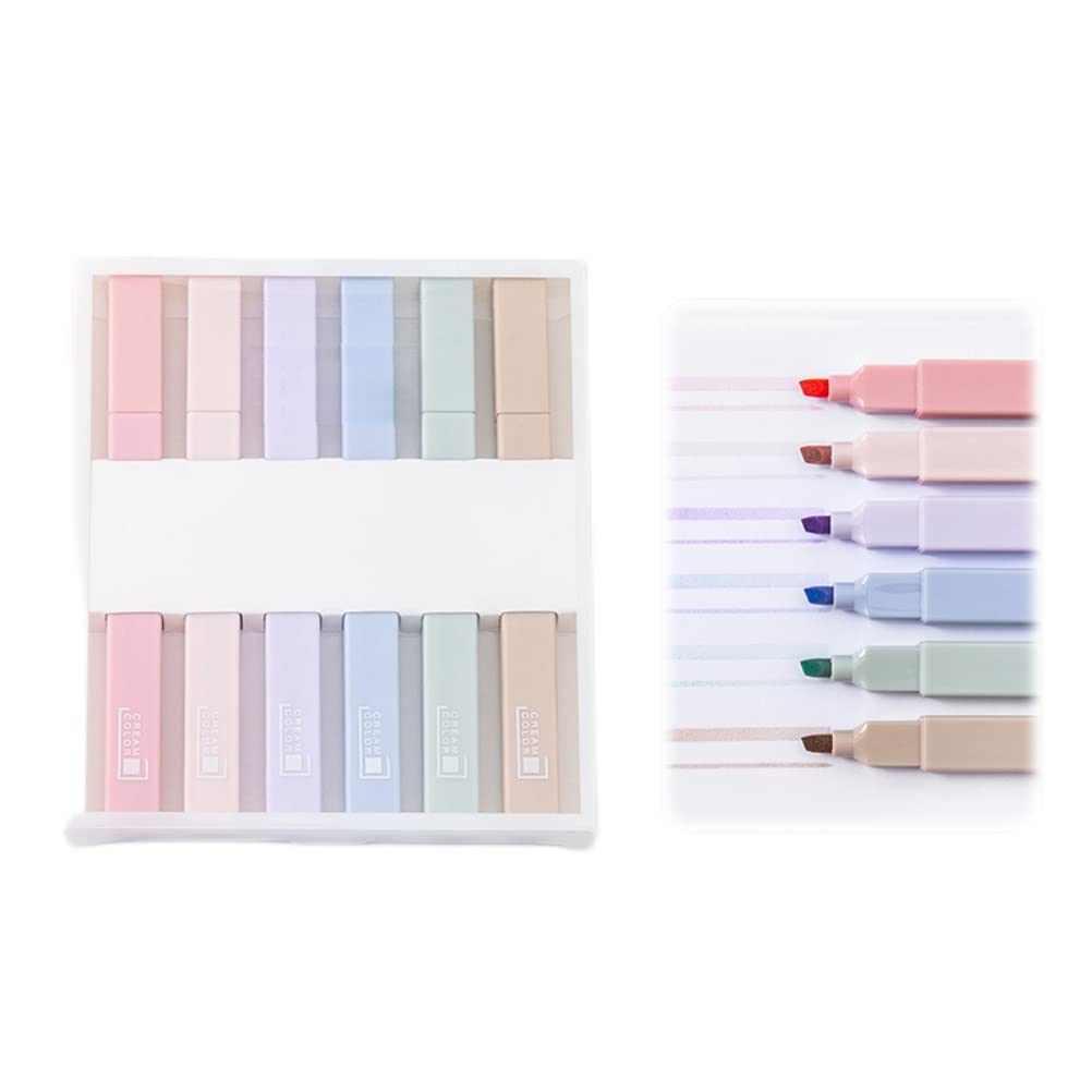 Knowoo 6Pcs 6 Colors Pastel Highlighter Pens Soft Tip Highlighter Marker Pens for Students Teens Kids Adults Colouring Highlighting And Underlining