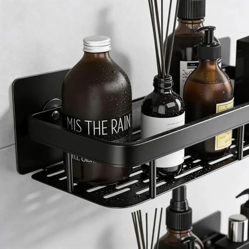 Kit 2 Prateleiras Organizadoras para Banheiro e Box | Suporte Porta Shampoo e Sabonete | Organizador de Parede Resistente à Água | Design Moderno