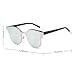 SojoS Fashion Round Cateye Women Sunglasses Oversized Flat Lens SJ1055 Silver Frame/Silver Mirrored Lens