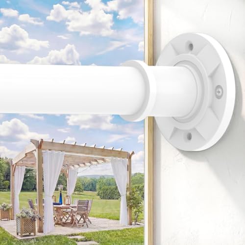 Curtain Rod, No Drilling, White, 78-284 cm, Extendable Curtain Rod, 28 mm, Heavy Duty Pressure, Adjustable, Installation Without Drilling or Screw, for Bathroom, Window, Door
