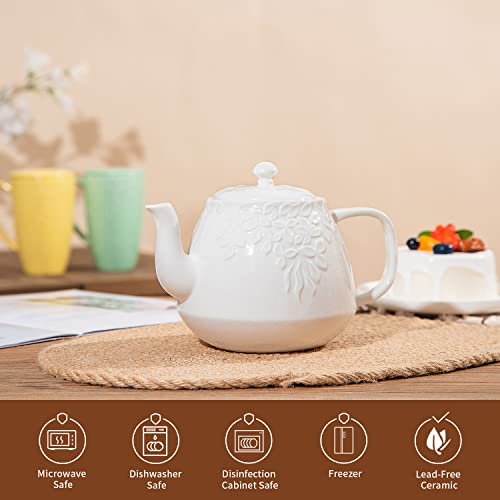 Toptier Leaf Teapot, Porcelain Tea Pot with Stainless Steel Infuser
