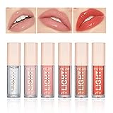 CAHIUYOA Light 6PCS Lip Gloss Set,Nude Pink Lip