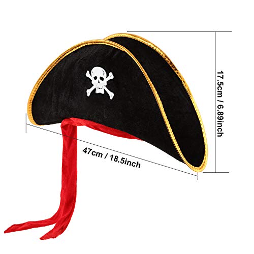Hsei 4 Stücke Piraten Hut Klassische Schädel Print Piraten Kapitän Kostüm Kappe für Halloween Maskerade Party Cosplay Hut Stütze – Bild 2