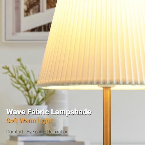 HSLighting Wireless Table Lamp, Cordless Lamps Battery Operated Fabric Shade Rechargeable Night Lamp Lightweight and Continuously Dimmable for Dining Room Living Room, 38cm 5000mAh