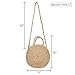 Women Straw Summer Beach Bag Handwoven Round Rattan Bag Cross Body Bag Shoulder Messenger Satchel (khaki)