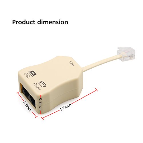 GLE2016 In-line DSL Splitter Adapter with Noise Filter for Telephone Phone Fax Accessory (Pack of 5)