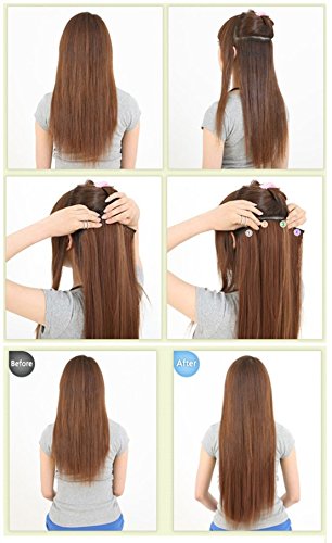 Beaute Galleria - 22 Inches Clip In Synthetic Hair Extensions (Straight) (Golden Blonde)