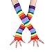 MUQU Rainbow Stripe Long Socks Gloves Set - 2 Pairs Accessories Set Colorful Knit Cute Party For Women