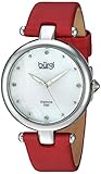 Burgi Women's Quartz Stainless Steel and Leather Casual Watch, Color:red (Model: BUR169RD)