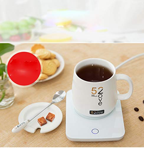 Kidirt Auto Heating Electric Mug Warmer Coaster 55 ° Constant Temperature Home Office Convenient White - Thumbnail 3