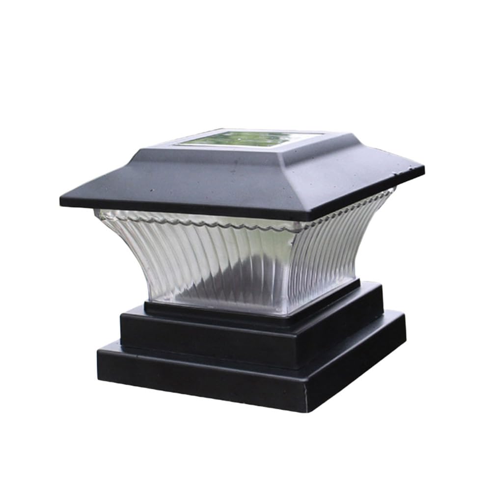 Uonlytech Solar Post Lights Fence Post Lights Driveway Pillar Decking Waterproof Outdoor Cap Decorative Fence Lamps for Patio Garden Pathway (Black)