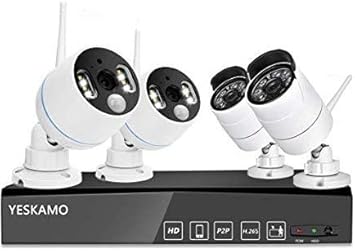 Amazon Com Yeskamo Wireless Security Camera System Outdoor 1080p Floodlight Audio 2 X Floodlight Home Cameras 2 X Standard Ip Camera 8 Channel Nvr Support Two Way Talk Pir Motion Detection No