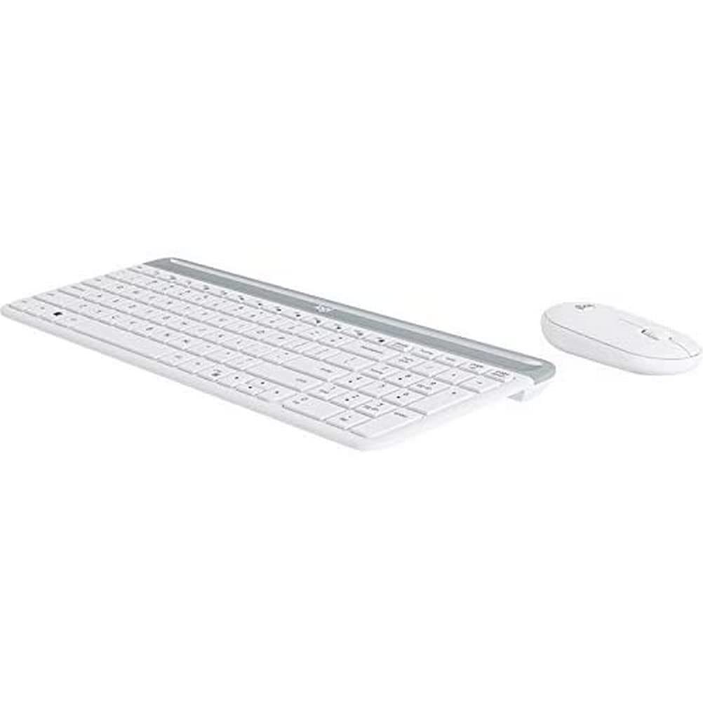 Logitech 920-009189 MK470 Slim Wireless Keyboard and Mouse Combo - Low Profile Compact Layout, Ultra Quiet operation, 2.4 GHz USB Receiver with Plug and Play Connectivity, Long Battery Life Off-White