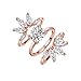Rose Gold Cubic Zirconia Marquise Ring Guard Enhancer for Pear Shaped Solitaire Wedding Ring Set Size5-9(1.86 ct. tw.)
