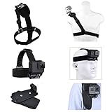 AceList Head Strap Mount, 360 Degree Rotational Backpack Clip Mount and Shoulder Harness Mount for GoPro Hero 5, Black, Session, Hero 4, Session, Black, Silver, Hero+ LCD, 3+, 3, 2, 1