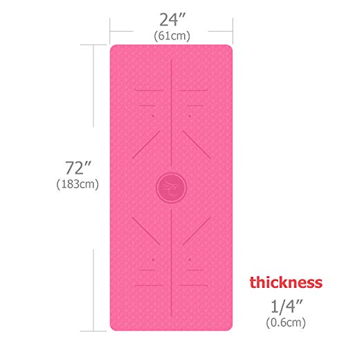 FrenzyBird Eco-Friendly,Reversible,Non-Slip,Double-Sided TPE Yoga Mat with Body Alignment System,Oxford Mat Bag and Strap, Free of PVC and Other Harmful Chemicals, ¼ inch Thick,Ideal for Yogis - Thumbnail 3