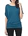 TWINTH Womens Ribbed Boat Neck Dolman Sleeve Knit Top