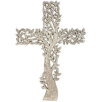 DeLeon Collections Tree of Life Wall Cross - Rustic Stone Look Decorative Spiritual Art Sculpture