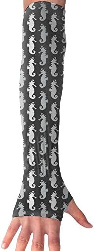 HBSUN FL Unisex Cartoon Sea Horse Black And White Anti-UV Cuff Sunscreen Glove Outdoor Sport Fishing Running Half Refers Arm Sleeves