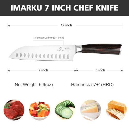 imarku Chef Knife 7 Inch Kitchen Knife Ultra Sharp Santoku Knife - High Carbon Japanese Chefs Knife, Kitchen Gadgets 2025, Apartment Essentials, Birthday Gifts for Him Her, Best Gifts for Women Men